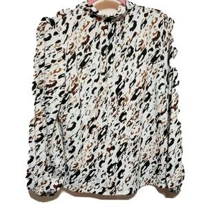 Jennifer Lopez Tie-back Mock neck Blouse